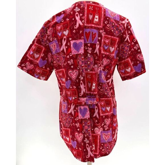 Peaches Uniform Breast Cancer Awareness Short Sleeve Scrub Top- S - Picture 2 of 12